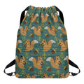 Squirrel Knitted Pattern Print Drawstring Backpack