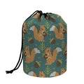 Squirrel Knitted Pattern Print Drawstring Makeup Bag