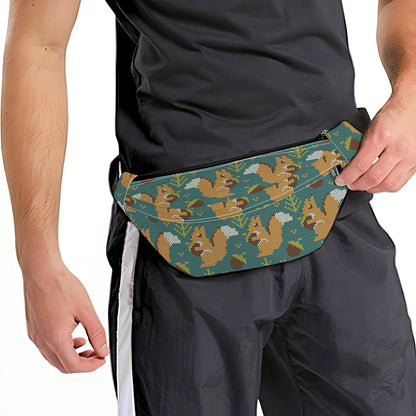 Squirrel Knitted Pattern Print Fanny Pack