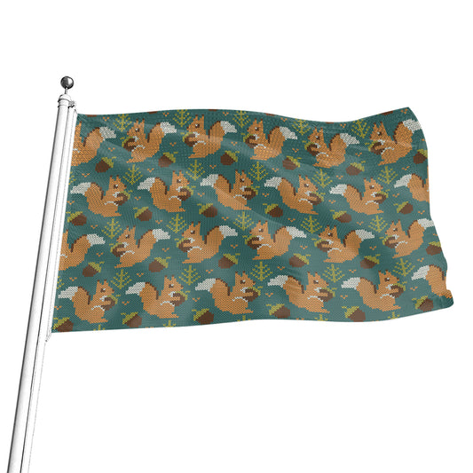 Squirrel Knitted Pattern Print Flag