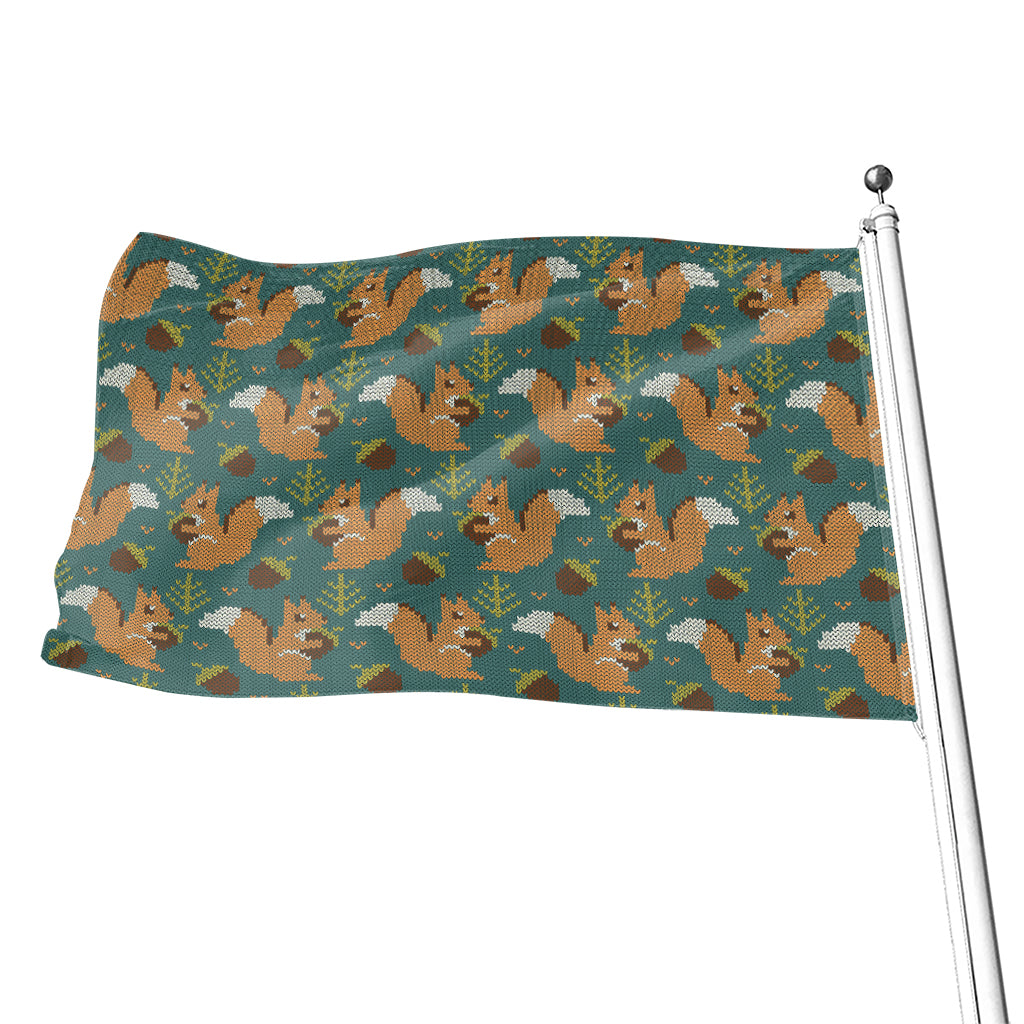 Squirrel Knitted Pattern Print Flag