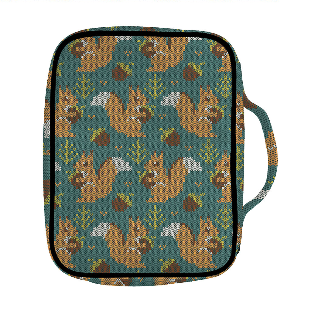 Squirrel Knitted Pattern Print Front Pocket Bible Bag