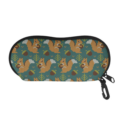 Squirrel Knitted Pattern Print Glasses Case