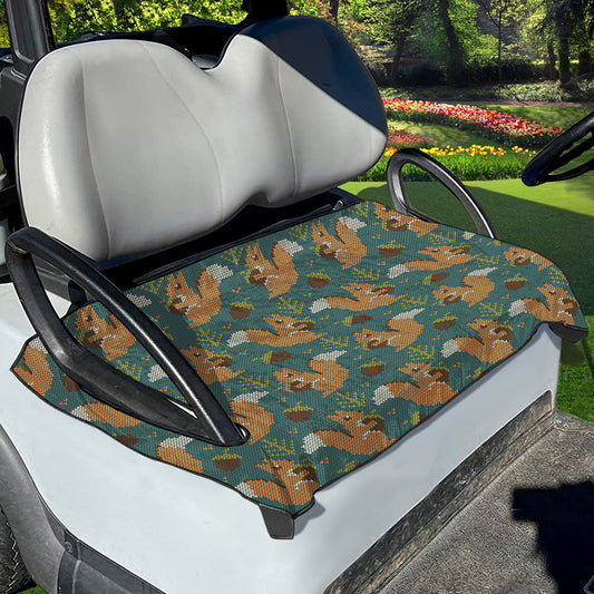 Squirrel Knitted Pattern Print Golf Cart Seat Cover