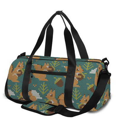 Squirrel Knitted Pattern Print Gym Bag