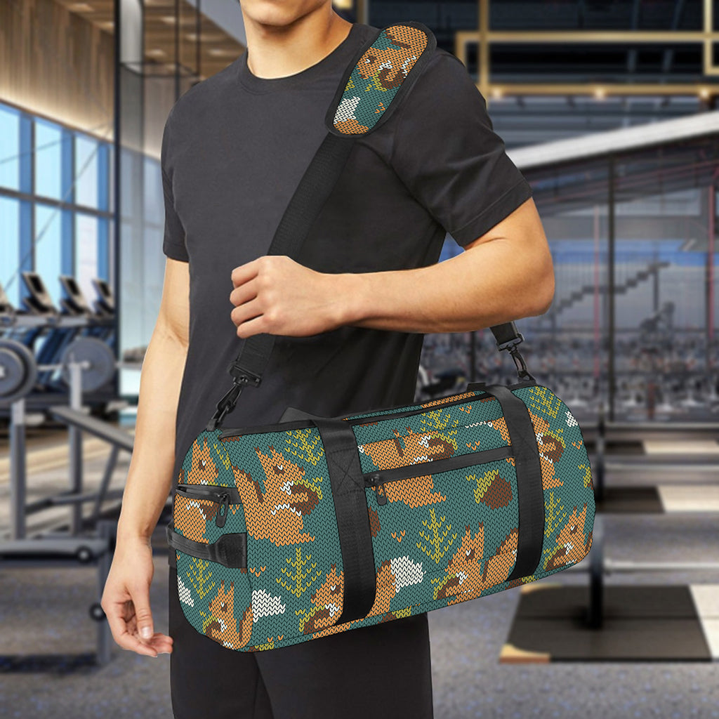 Squirrel Knitted Pattern Print Gym Bag