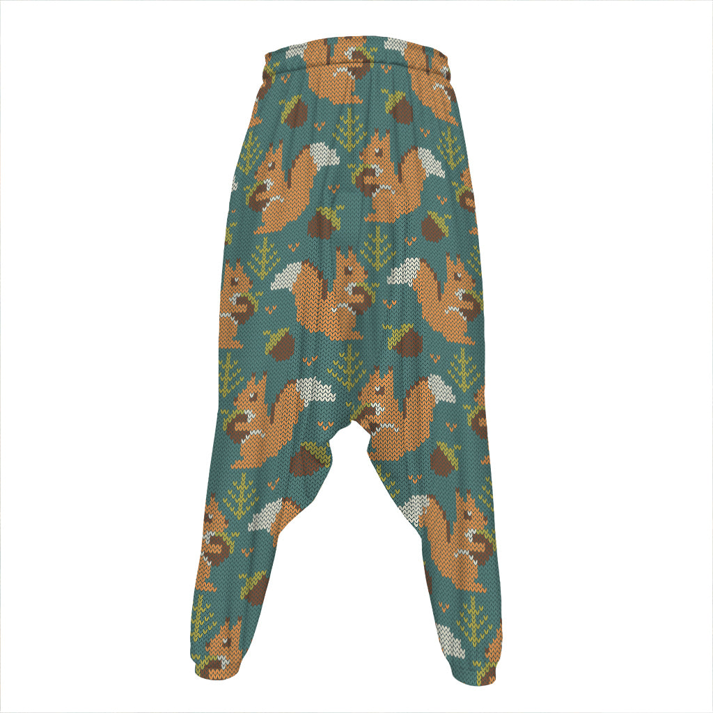 Squirrel Knitted Pattern Print Hammer Pants