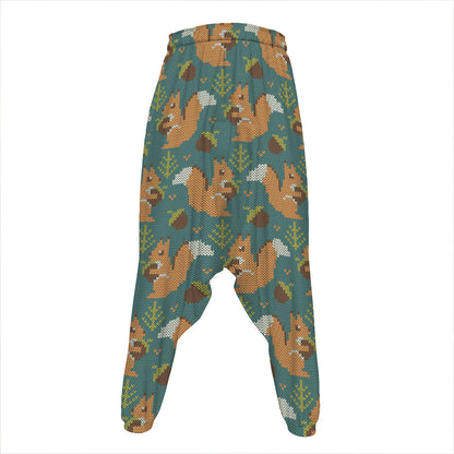 Squirrel Knitted Pattern Print Hammer Pants