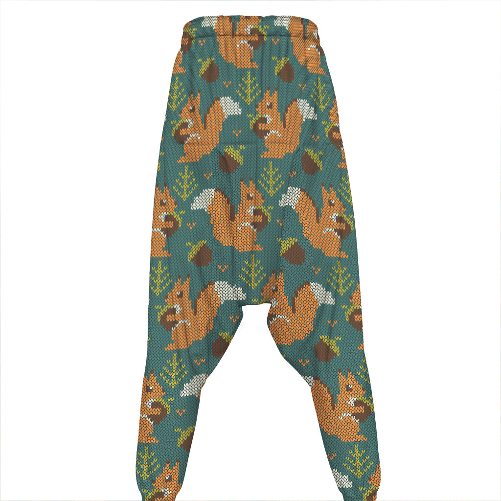 Squirrel Knitted Pattern Print Hammer Pants