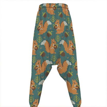 Squirrel Knitted Pattern Print Hammer Pants