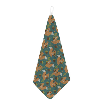 Squirrel Knitted Pattern Print Hand Towel