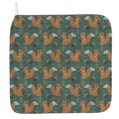 Squirrel Knitted Pattern Print Hand Towel
