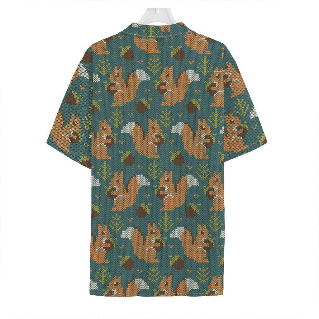 Squirrel Knitted Pattern Print Hawaiian Shirt