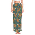 Squirrel Knitted Pattern Print High Slit Maxi Skirt