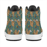 Squirrel Knitted Pattern Print High Top Leather Sneakers