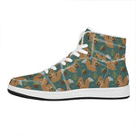 Squirrel Knitted Pattern Print High Top Leather Sneakers