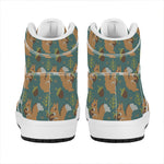 Squirrel Knitted Pattern Print High Top Leather Sneakers