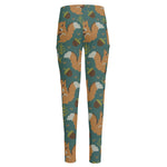 Squirrel Knitted Pattern Print High-Waisted Pocket Leggings
