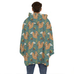 Squirrel Knitted Pattern Print Hoodie Blanket