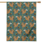 Squirrel Knitted Pattern Print House Flag