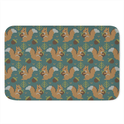 Squirrel Knitted Pattern Print Indoor Door Mat