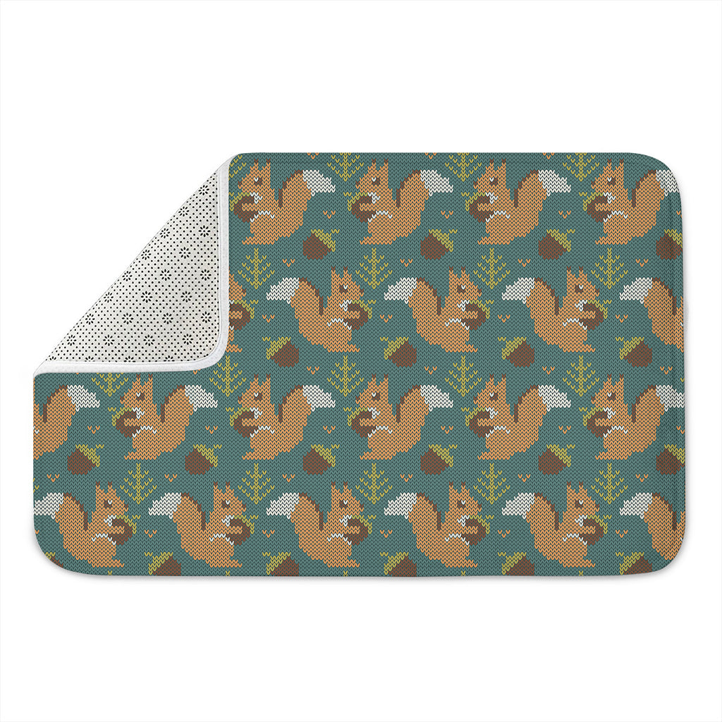 Squirrel Knitted Pattern Print Indoor Door Mat