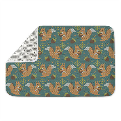Squirrel Knitted Pattern Print Indoor Door Mat