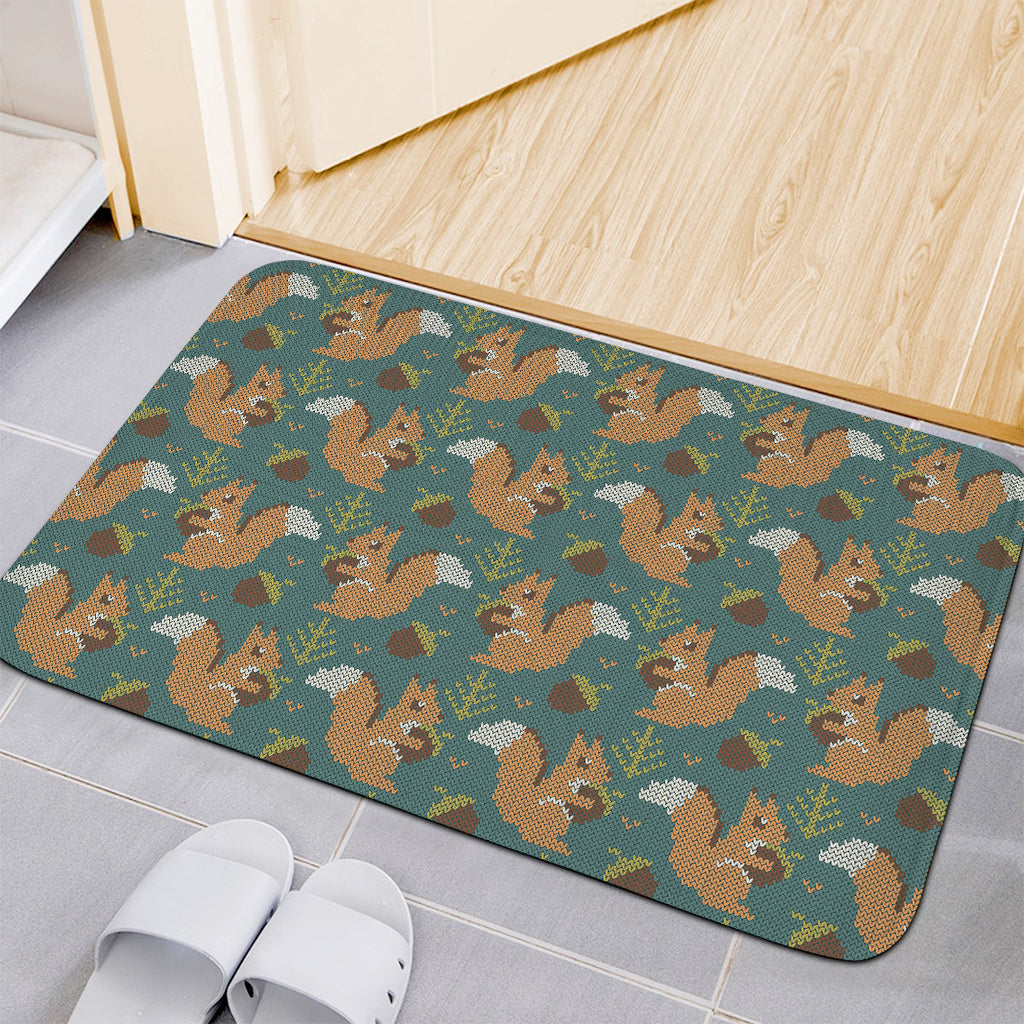 Squirrel Knitted Pattern Print Indoor Door Mat
