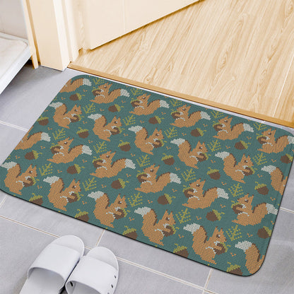 Squirrel Knitted Pattern Print Indoor Door Mat