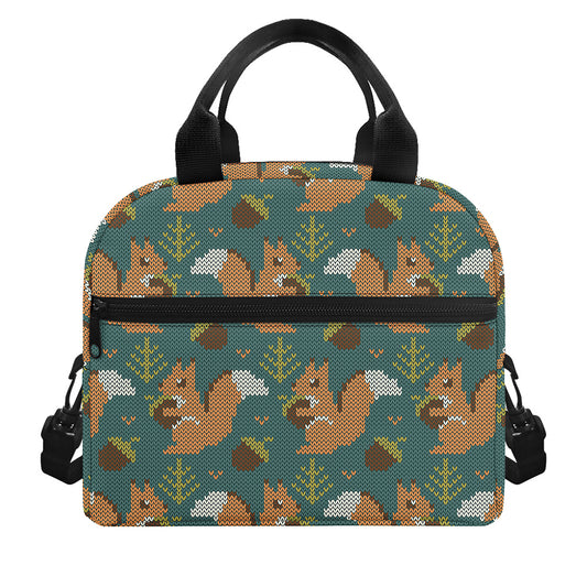 Squirrel Knitted Pattern Print Insulated Lunch Bag