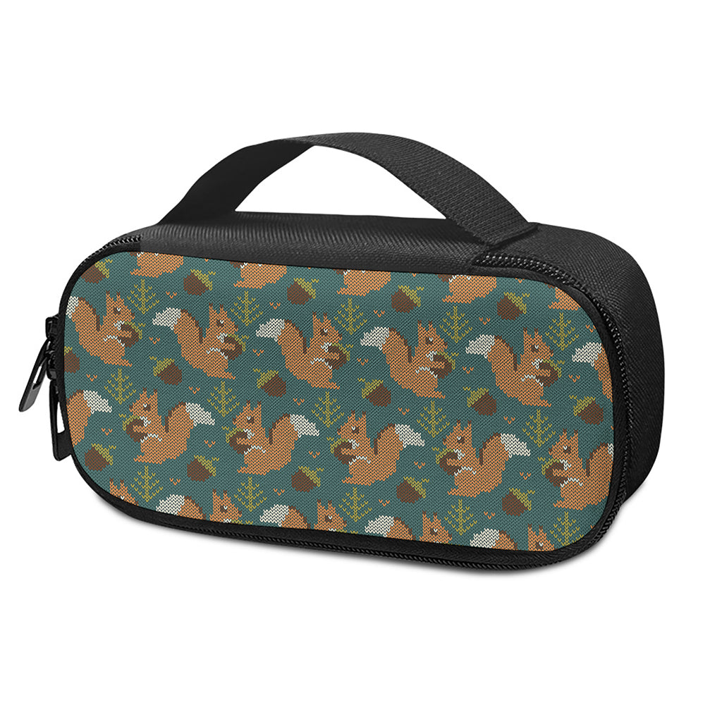 Squirrel Knitted Pattern Print Insulin Cooler Travel Case