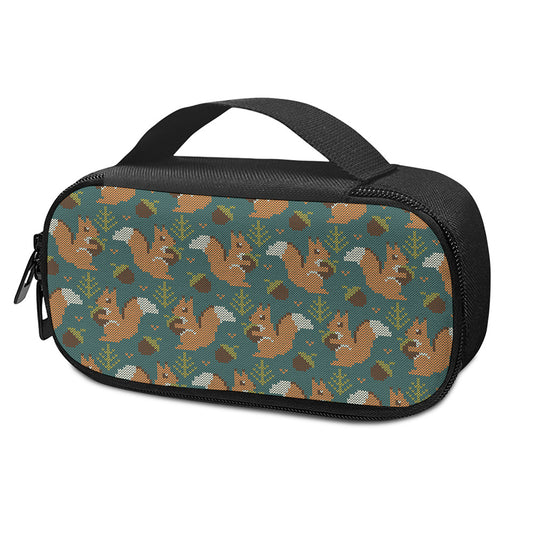 Squirrel Knitted Pattern Print Insulin Cooler Travel Case