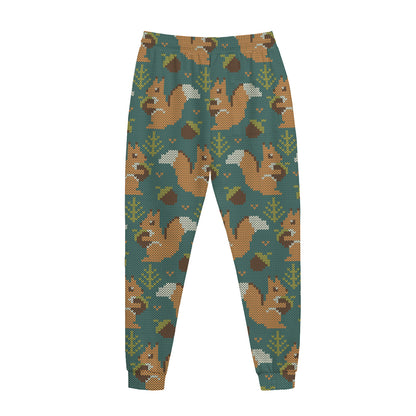 Squirrel Knitted Pattern Print Jogger Pants