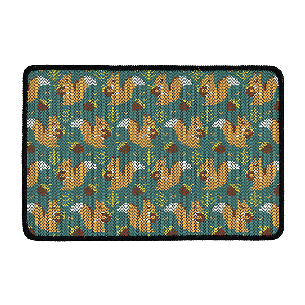 Squirrel Knitted Pattern Print Kitchen Mat