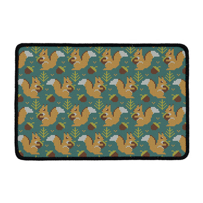 Squirrel Knitted Pattern Print Kitchen Mat