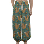 Squirrel Knitted Pattern Print Lantern Pants