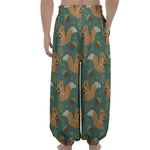 Squirrel Knitted Pattern Print Lantern Pants