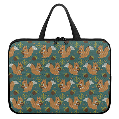 Squirrel Knitted Pattern Print Laptop Sleeve With Handle
