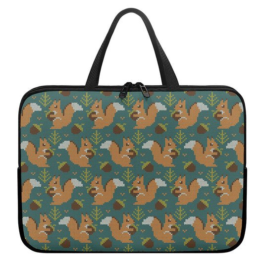 Squirrel Knitted Pattern Print Laptop Sleeve With Handle