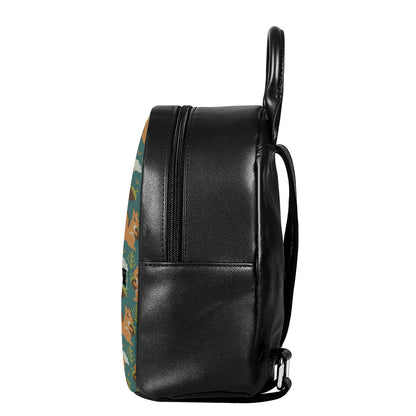 Squirrel Knitted Pattern Print Leather Backpack