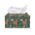 Squirrel Knitted Pattern Print Leather Tissue Box Cover