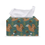 Squirrel Knitted Pattern Print Leather Tissue Box Cover