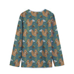 Squirrel Knitted Pattern Print Long Sleeve Short Coat