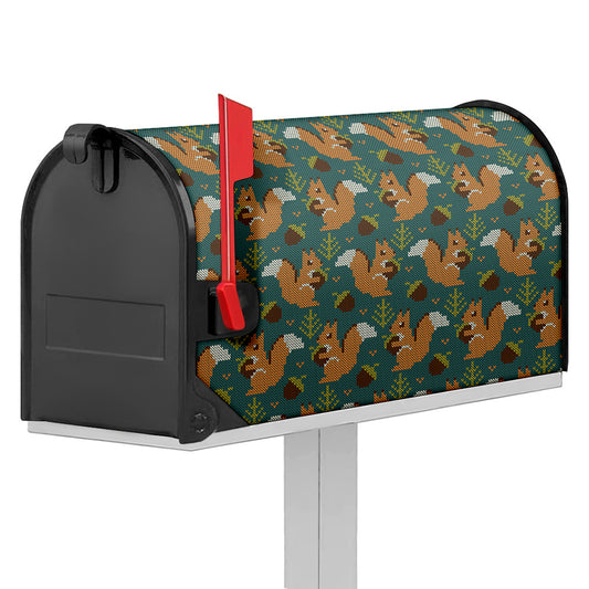 Squirrel Knitted Pattern Print Mailbox Cover