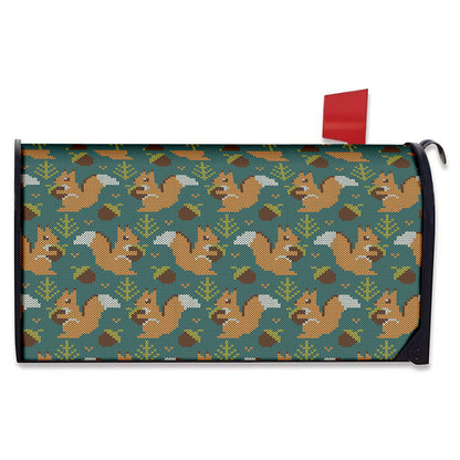 Squirrel Knitted Pattern Print Mailbox Cover