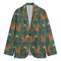 Squirrel Knitted Pattern Print Men's Blazer