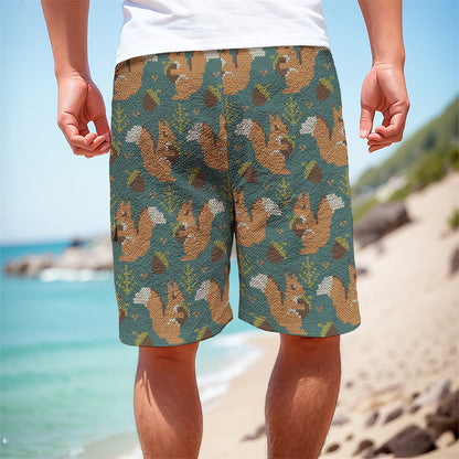 Squirrel Knitted Pattern Print Men's Cargo Shorts
