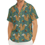 Squirrel Knitted Pattern Print Men's Deep V-Neck Shirt