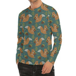 Squirrel Knitted Pattern Print Men's Long Sleeve Rash Guard
