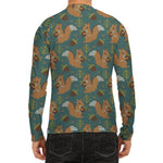 Squirrel Knitted Pattern Print Men's Long Sleeve Rash Guard